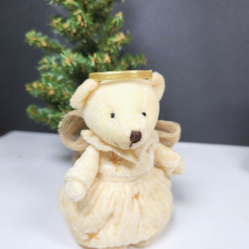 VTG Russ Berrie Angel Teddy Bear Plush Tags Mini Miniature #4870 Christmas Decor